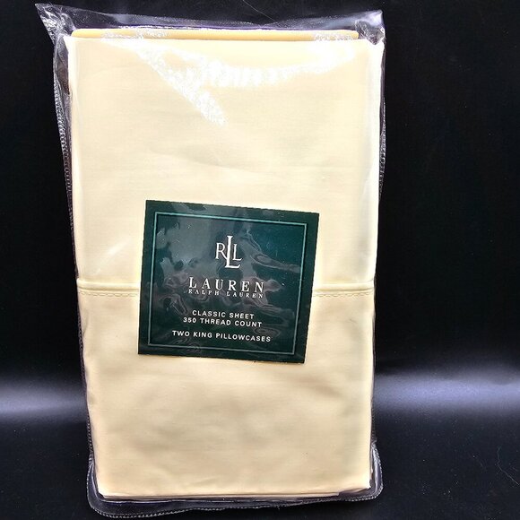 NEW Ralph Lauren Home (2) King Pima Cotton Pillowcases Tallow 350‎ Thread Count - Picture 1 of 4